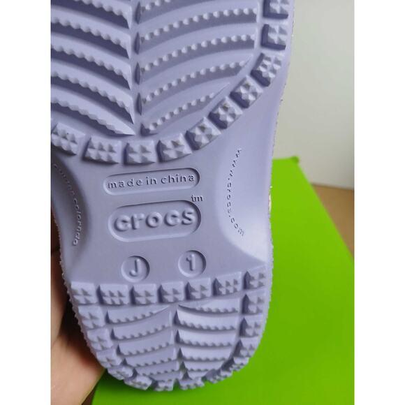 NWT Crocs Kids Glitter Galore Clog Mystic Purple Flat Slip-On Shoes Size  J1 - Picture 2 of 3